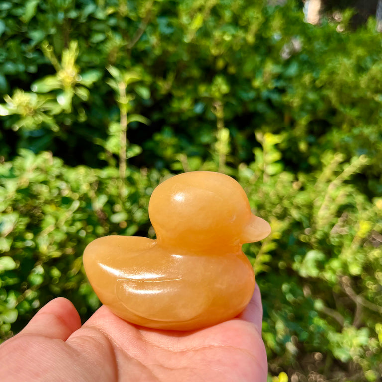 3CM/7CM Yellow Rubber Duck Stone Carving Natural Crystal Gift Home Decoration