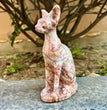 15CM Red Vein Japer Egyptian Cat Sphynx Cat Carving Natural Crystal Healing Stone Home Decoration