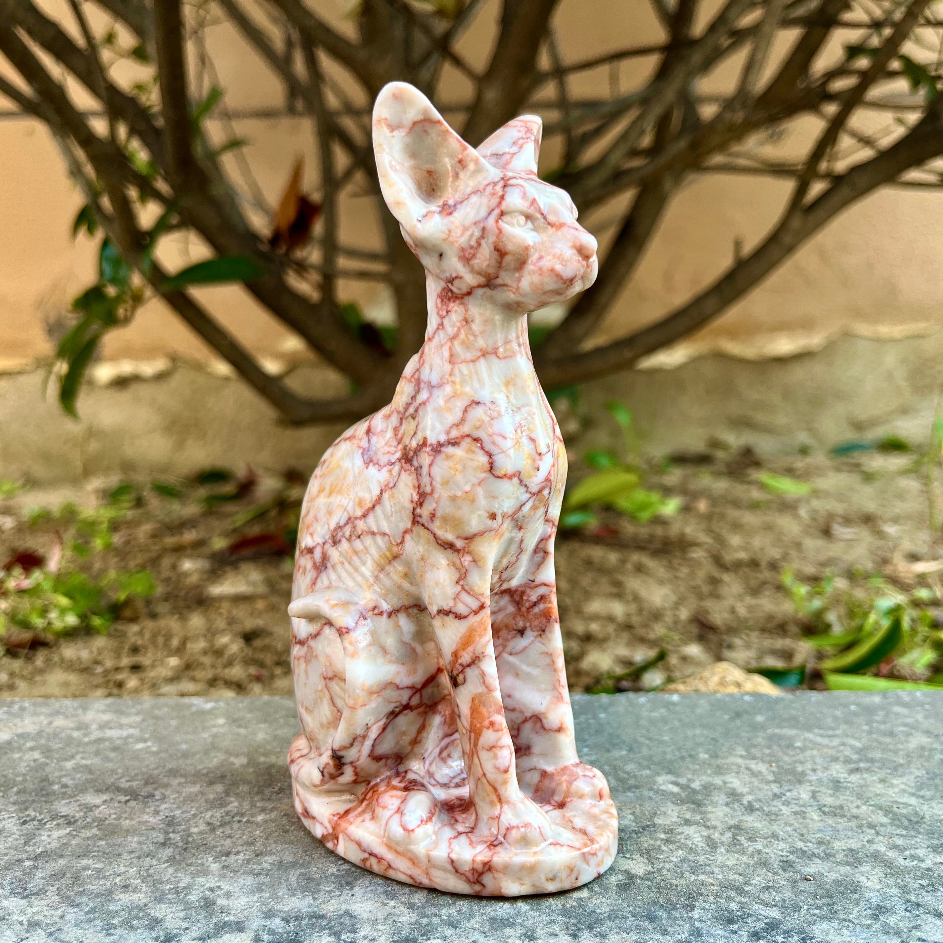 15CM Red Vein Japer Egyptian Cat Sphynx Cat Carving