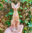 15CM Red Vein Japer Egyptian Cat Sphynx Cat Carving Natural Crystal Healing Stone Home Decoration