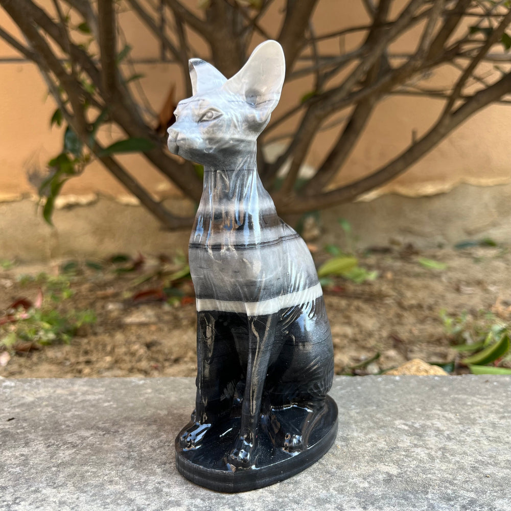 15CM Egyptian Cat Sphynx Cat Taiji Stone Carving Natural Crystal Healing Stone Home Decoration