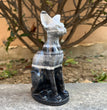 15CM Egyptian Cat Sphynx Cat Taiji Stone Carving Natural Crystal Healing Stone Home Decoration