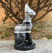 15CM Egyptian Cat Sphynx Cat Taiji Stone Carving Natural Crystal Healing Stone Home Decoration