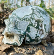 Natural Moss Agate Skull Skeleton Carving Wholesale Natural Crystal Healing Stone Decoration