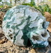 Natural Moss Agate Skull Skeleton Carving Wholesale Natural Crystal Healing Stone Decoration