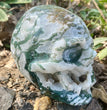 Natural Moss Agate Skull Skeleton Carving Wholesale Natural Crystal Healing Stone Decoration