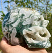 Natural Moss Agate Skull Skeleton Carving Wholesale Natural Crystal Healing Stone Decoration