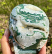 Natural Moss Agate Skull Skeleton Carving Wholesale Natural Crystal Healing Stone Decoration