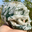 Natural Moss Agate Skull Skeleton Carving Wholesale Natural Crystal Healing Stone Decoration