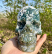 Natural Moss Agate Skull Skeleton Carving Wholesale Natural Crystal Healing Stone Decoration