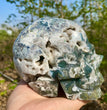 Natural Moss Agate Skull Skeleton Carving Wholesale Natural Crystal Healing Stone Decoration