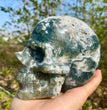 Natural Moss Agate Skull Skeleton Carving Wholesale Natural Crystal Healing Stone Decoration