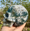 Natural Moss Agate Skull Skeleton Carving Wholesale Natural Crystal Healing Stone Decoration