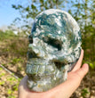 Natural Moss Agate Skull Skeleton Carving Wholesale Natural Crystal Healing Stone Decoration