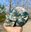 Natural Moss Agate Skull Skeleton Carving Wholesale Natural Crystal Healing Stone Decoration