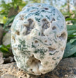 Natural Moss Agate Skull Skeleton Carving Wholesale Natural Crystal Healing Stone Decoration