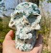 Natural Moss Agate Skull Skeleton Carving Wholesale Natural Crystal Healing Stone Decoration