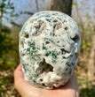 Natural Moss Agate Skull Skeleton Carving Wholesale Natural Crystal Healing Stone Decoration