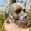 Natural Moss Agate Skull Skeleton Carving Wholesale Natural Crystal Healing Stone Decoration