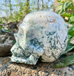 Natural Moss Agate Skull Skeleton Carving Wholesale Natural Crystal Healing Stone Decoration