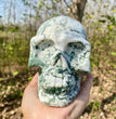 Natural Moss Agate Skull Skeleton Carving Wholesale Natural Crystal Healing Stone Decoration