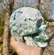 Natural Moss Agate Skull Skeleton Carving Wholesale Natural Crystal Healing Stone Decoration