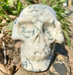 Natural Moss Agate Skull Skeleton Carving Wholesale Natural Crystal Healing Stone Decoration