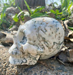 Natural Moss Agate Skull Skeleton Carving Wholesale Natural Crystal Healing Stone Decoration