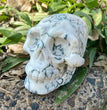 Natural Moss Agate Skull Skeleton Carving Wholesale Natural Crystal Healing Stone Decoration