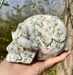 Natural Moss Agate Skull Skeleton Carving Wholesale Natural Crystal Healing Stone Decoration