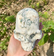 Natural Moss Agate Skull Skeleton Carving Wholesale Natural Crystal Healing Stone Decoration