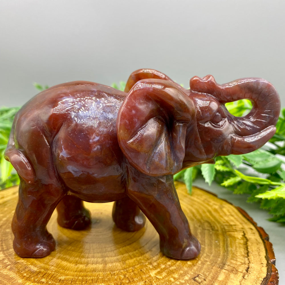 12CM Ocean Jasper Handcarved Elephant Carving Natural Crystal Home Decoration Gift