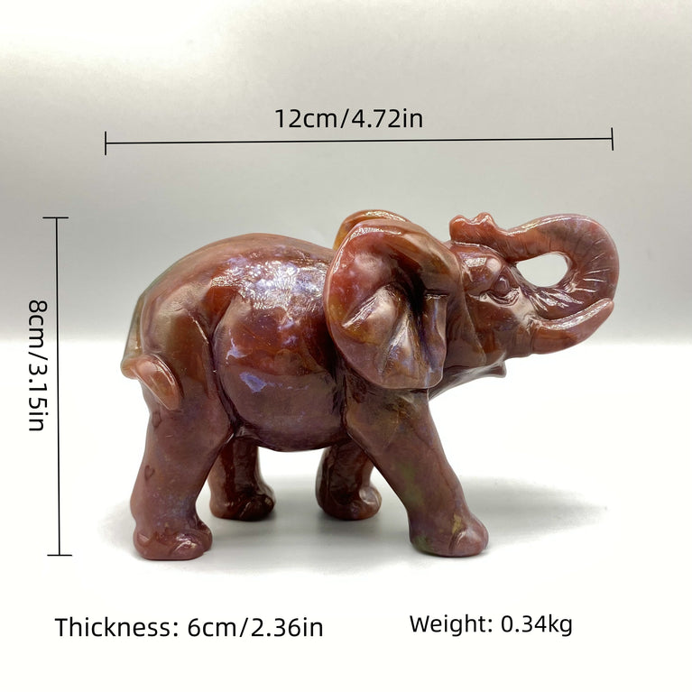 12CM Ocean Jasper Handcarved Elephant Carving Natural Crystal Home Decoration Gift