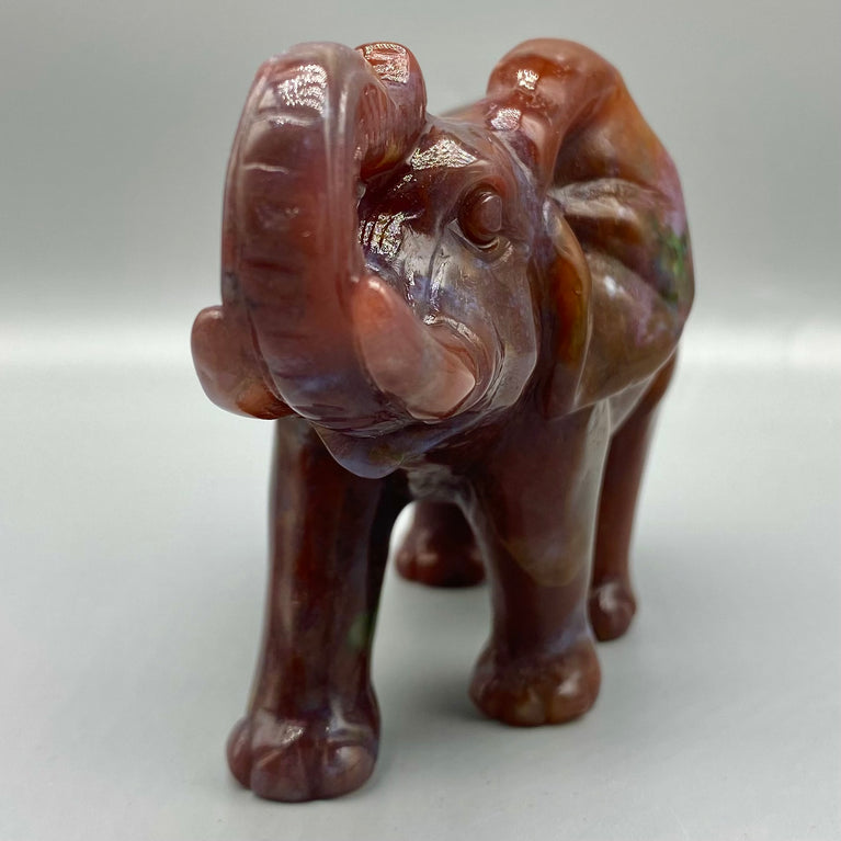 12CM Ocean Jasper Handcarved Elephant Carving Natural Crystal Home Decoration Gift