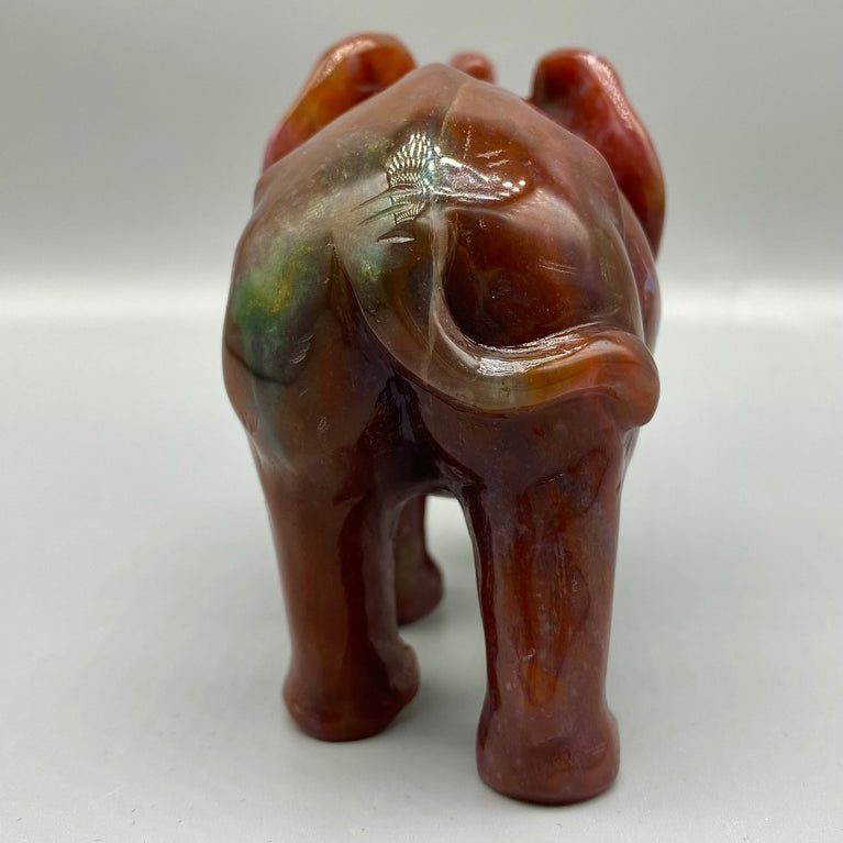 12CM Ocean Jasper Handcarved Elephant Carving Natural Crystal Home Decoration Gift