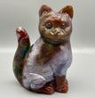 8.5CM Ocean Jasper Handcarved Sitting Cat Carving Natural Crystal Home Decoration Gift