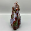 8.5CM Ocean Jasper Handcarved Sitting Cat Carving Natural Crystal Home Decoration Gift