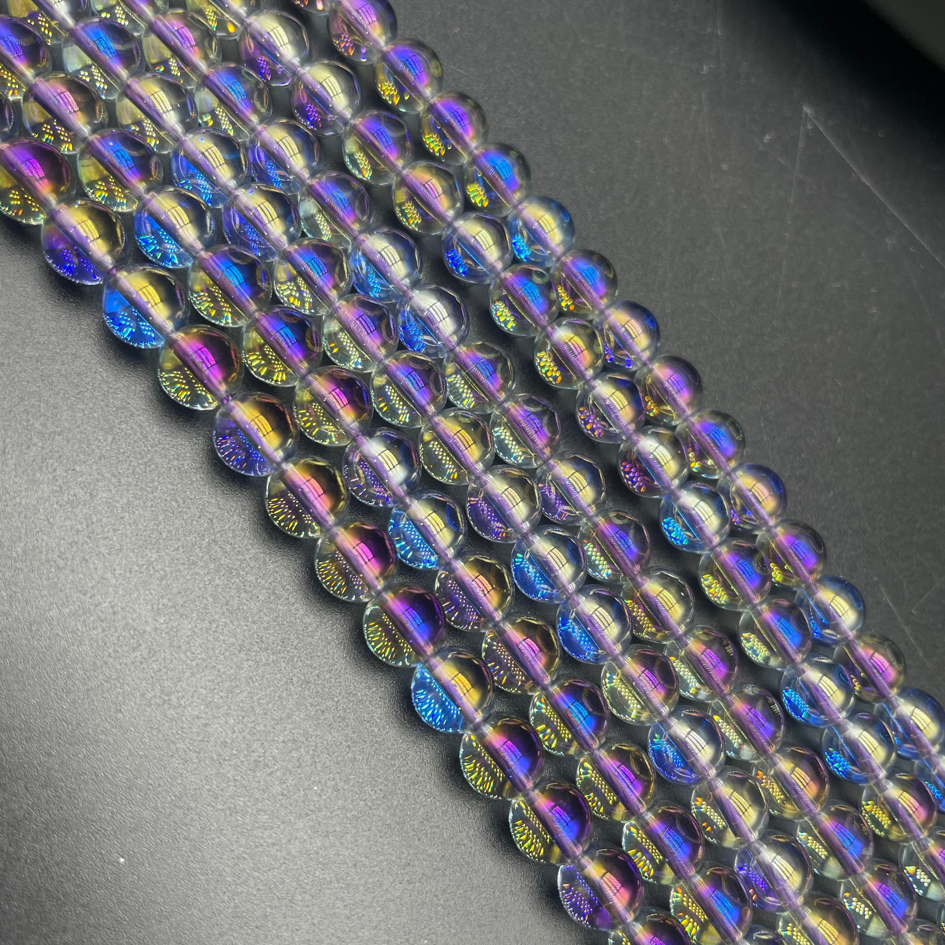 Purple Aura Clear Quartz Beads Strands Loose Beads Jewelry DIY Bracelets Natural Crystal