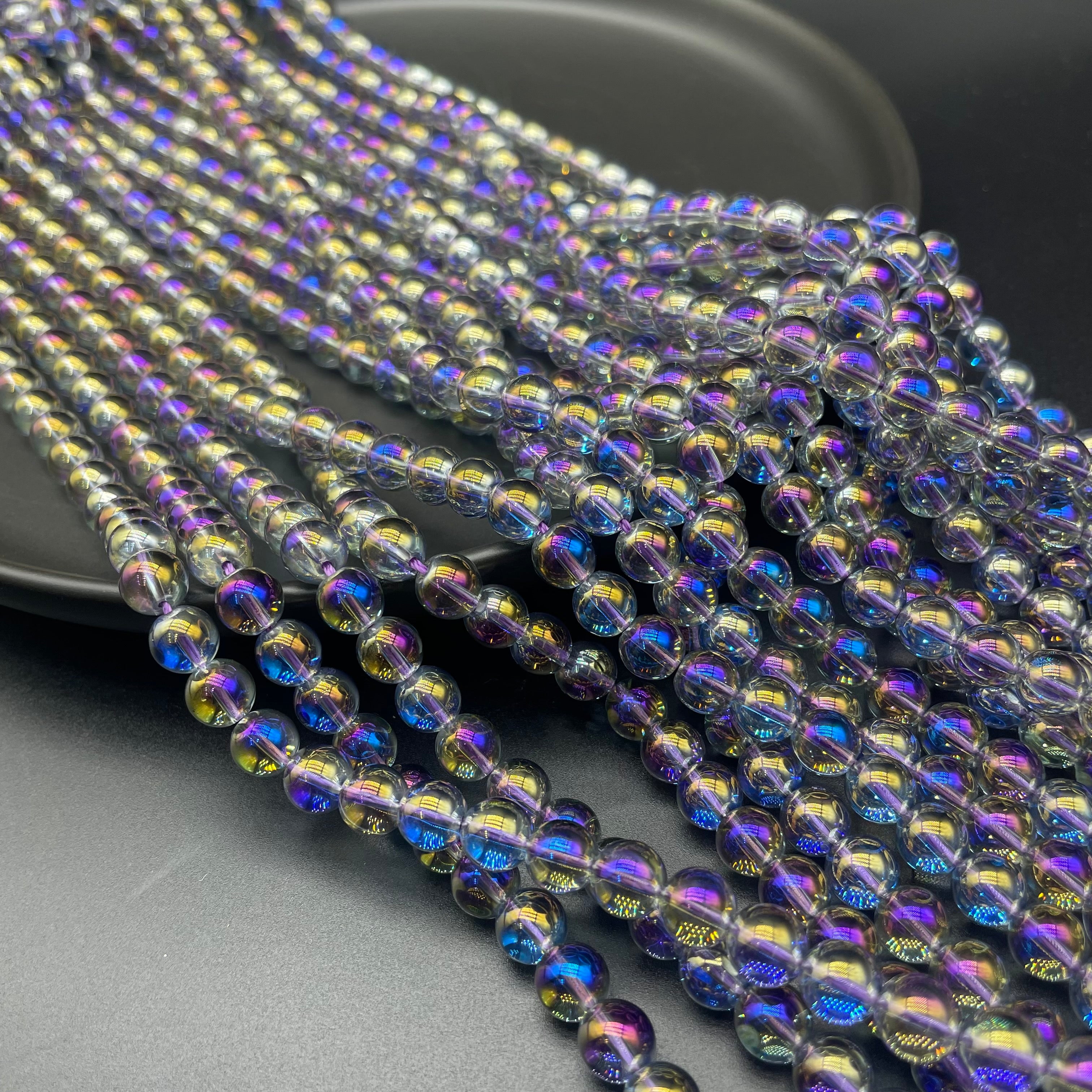 Purple Aura Clear Quartz Beads Strands Loose Beads Jewelry DIY Bracelets Natural Crystal