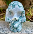 Natural Moss Agate Skull Skeleton Carving Wholesale Natural Crystal Healing Stone Decoration