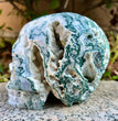 Natural Moss Agate Skull Skeleton Carving Wholesale Natural Crystal Healing Stone Decoration