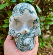 Natural Moss Agate Skull Skeleton Carving Wholesale Natural Crystal Healing Stone Decoration