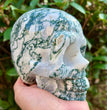 Natural Moss Agate Skull Skeleton Carving Wholesale Natural Crystal Healing Stone Decoration