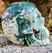 Natural Moss Agate Skull Carving Wholesale Natural Crystal Healing Stone Home Decoration