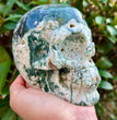 Natural Moss Agate Skull Carving Wholesale Natural Crystal Healing Stone Home Decoration