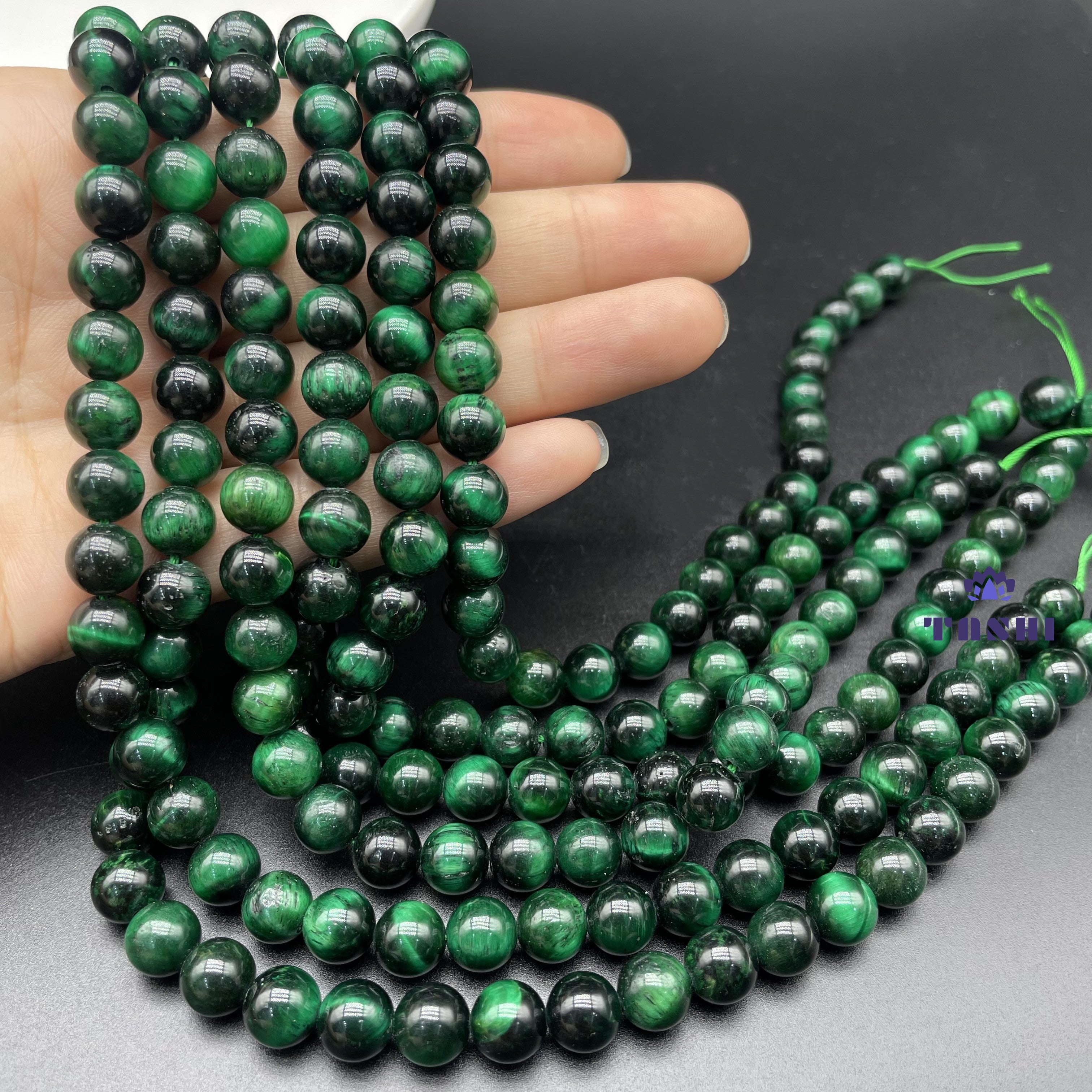 Green Tiger Eye Beads Strands Loose Beads Jewelry DIY Bracelets Natural Crystal