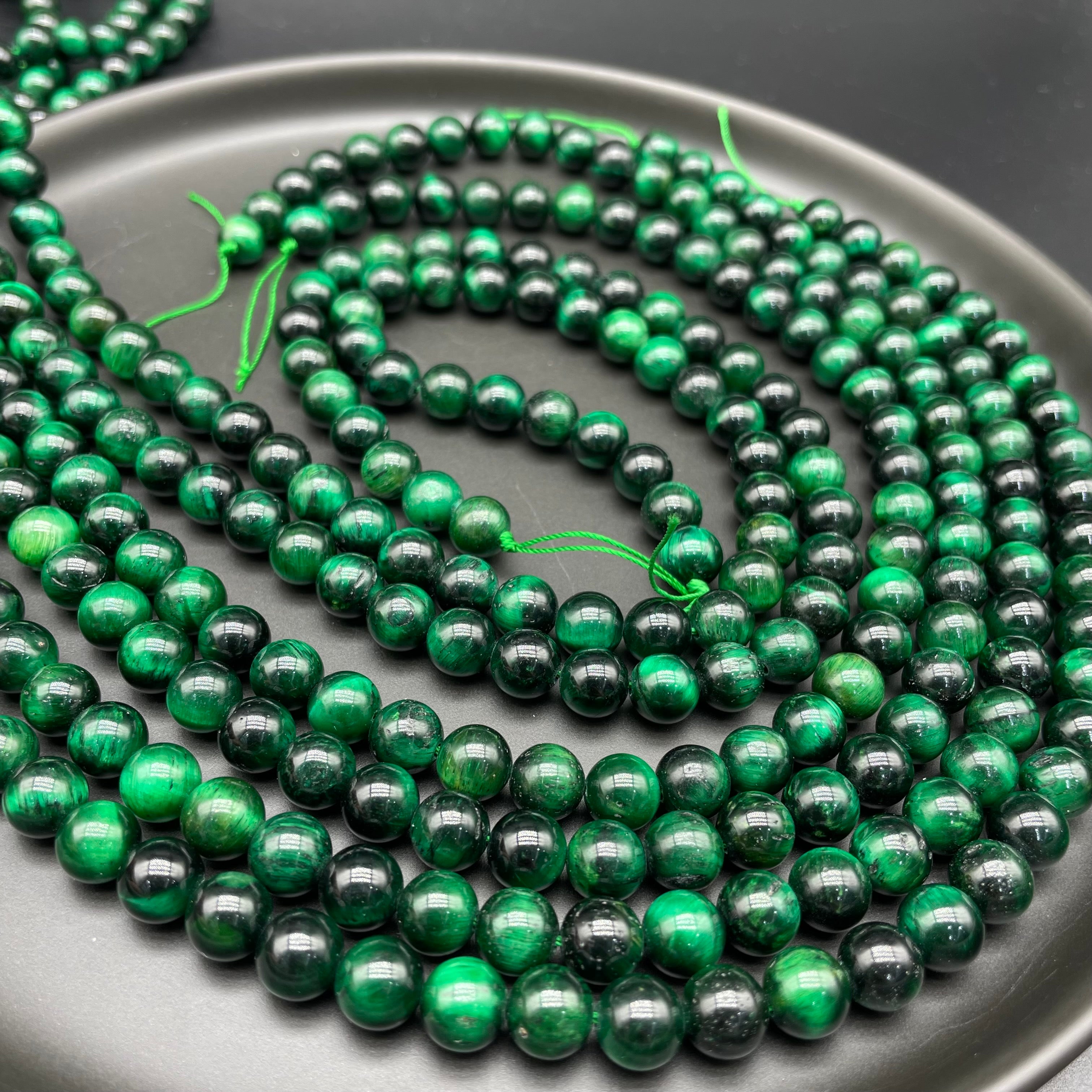 Green Tiger Eye Beads Strands Loose Beads Jewelry DIY Bracelets Natural Crystal