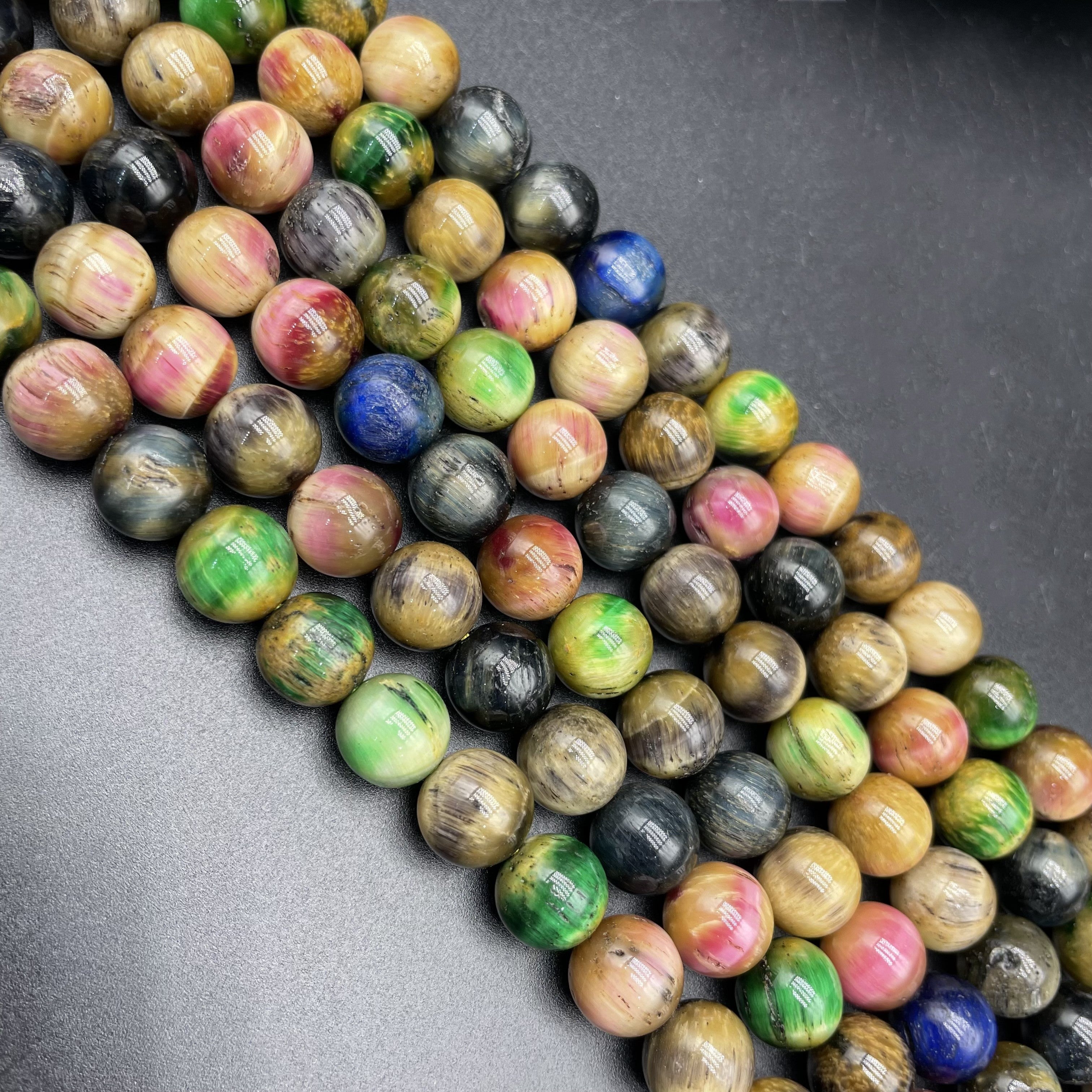Tourmaline Tiger Eye Beads Strands Loose Beads Jewelry DIY Bracelets Natural Crystal