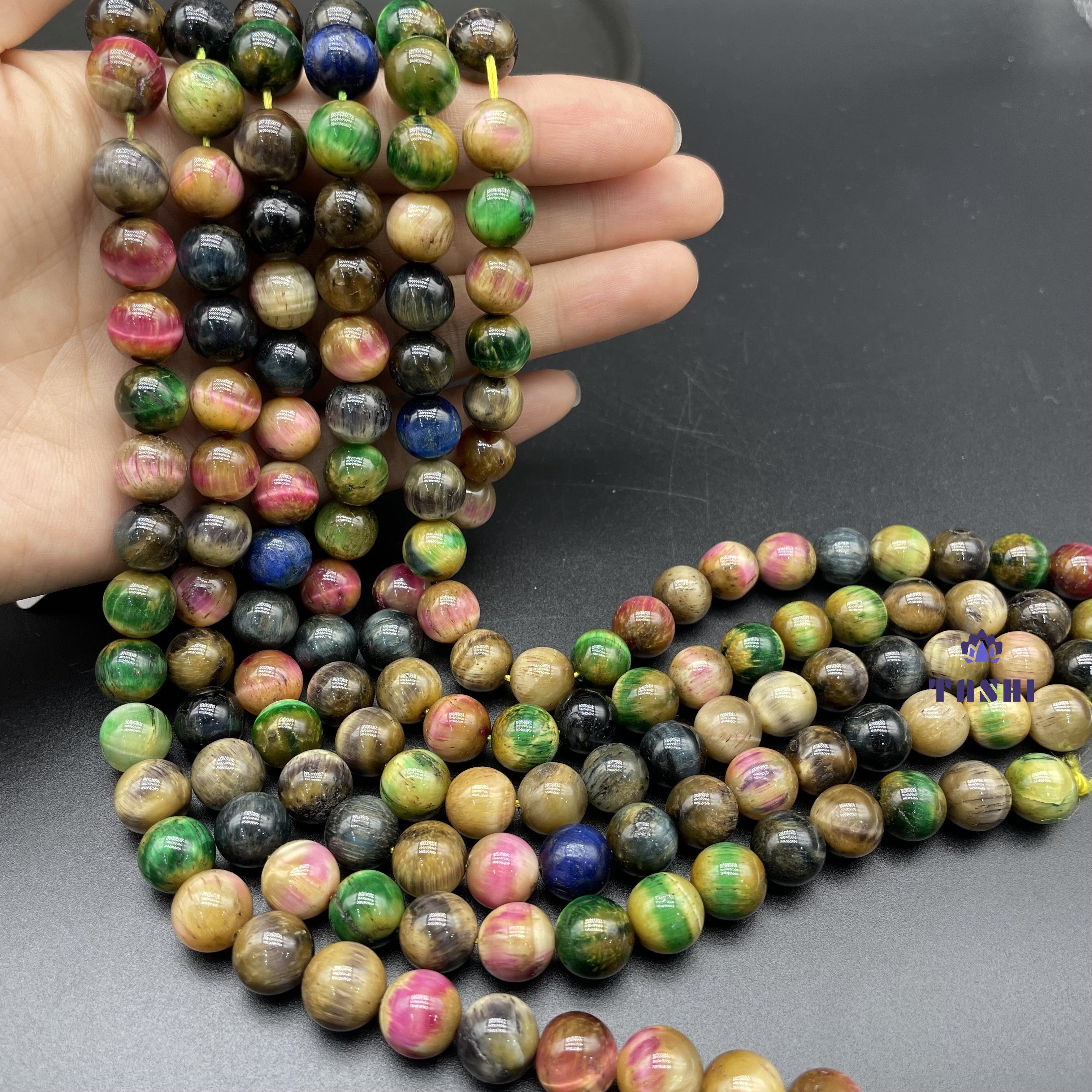 Tourmaline Tiger Eye Beads Strands Loose Beads Jewelry DIY Bracelets Natural Crystal