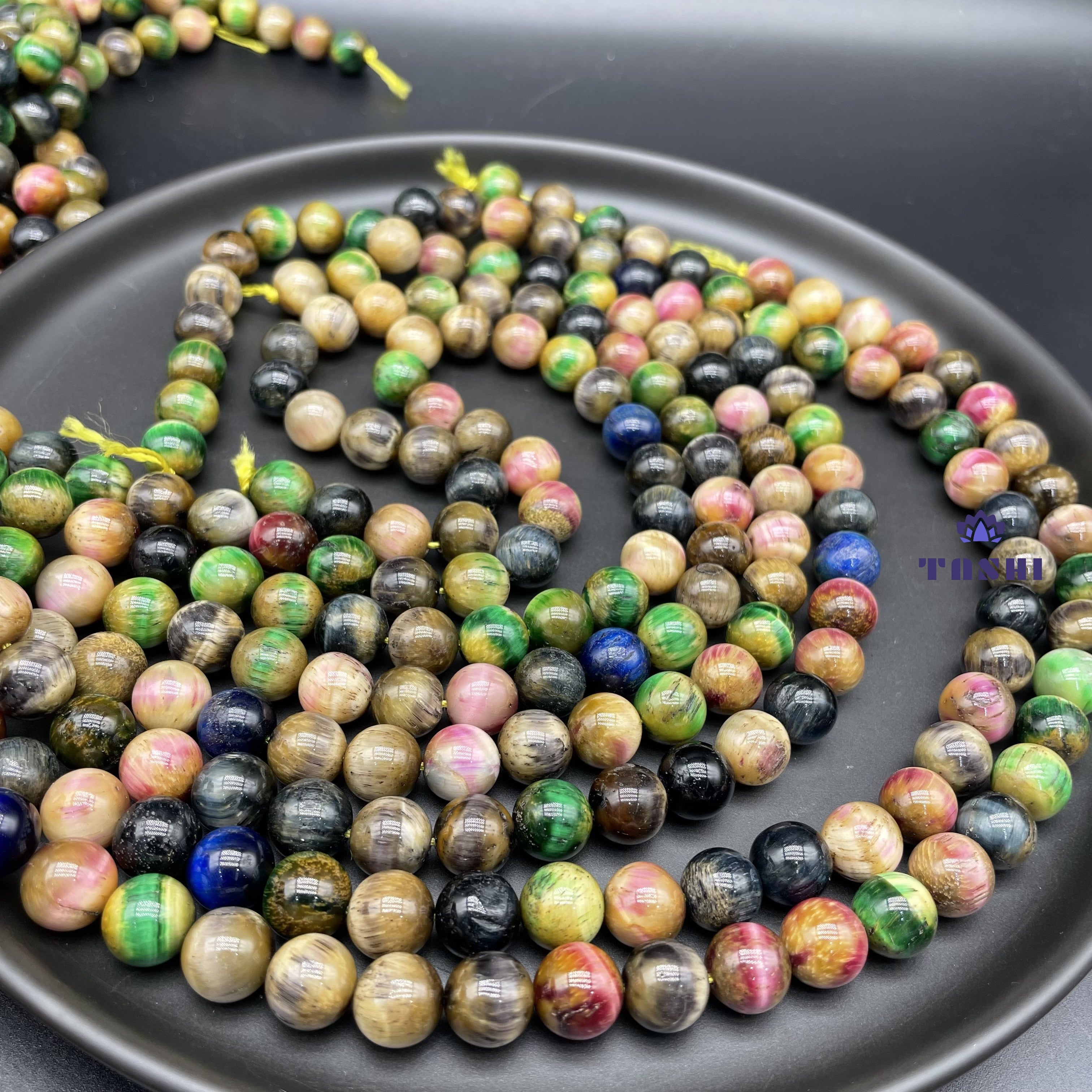 Tourmaline Tiger Eye Beads Strands Loose Beads Jewelry DIY Bracelets Natural Crystal